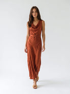 Abito Selene - Ruggine con ricamo donna