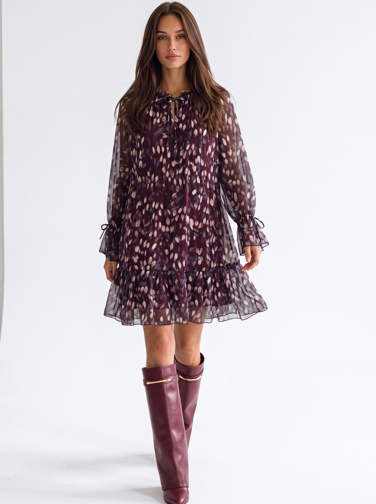 Abito Léontine – Bordeaux Multicolor Abito donna
