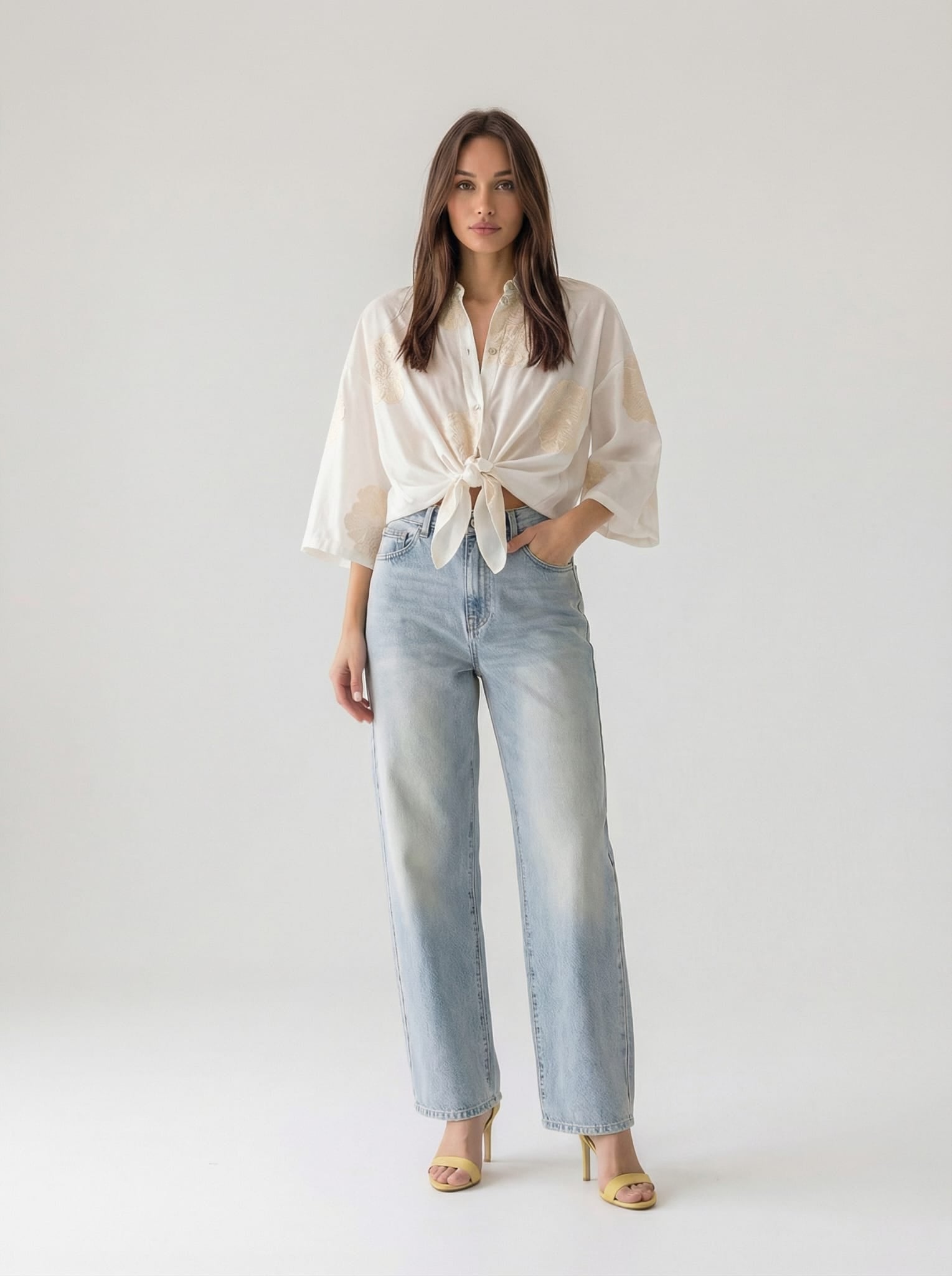 Camicia Dalia con ricamo- Burro donna