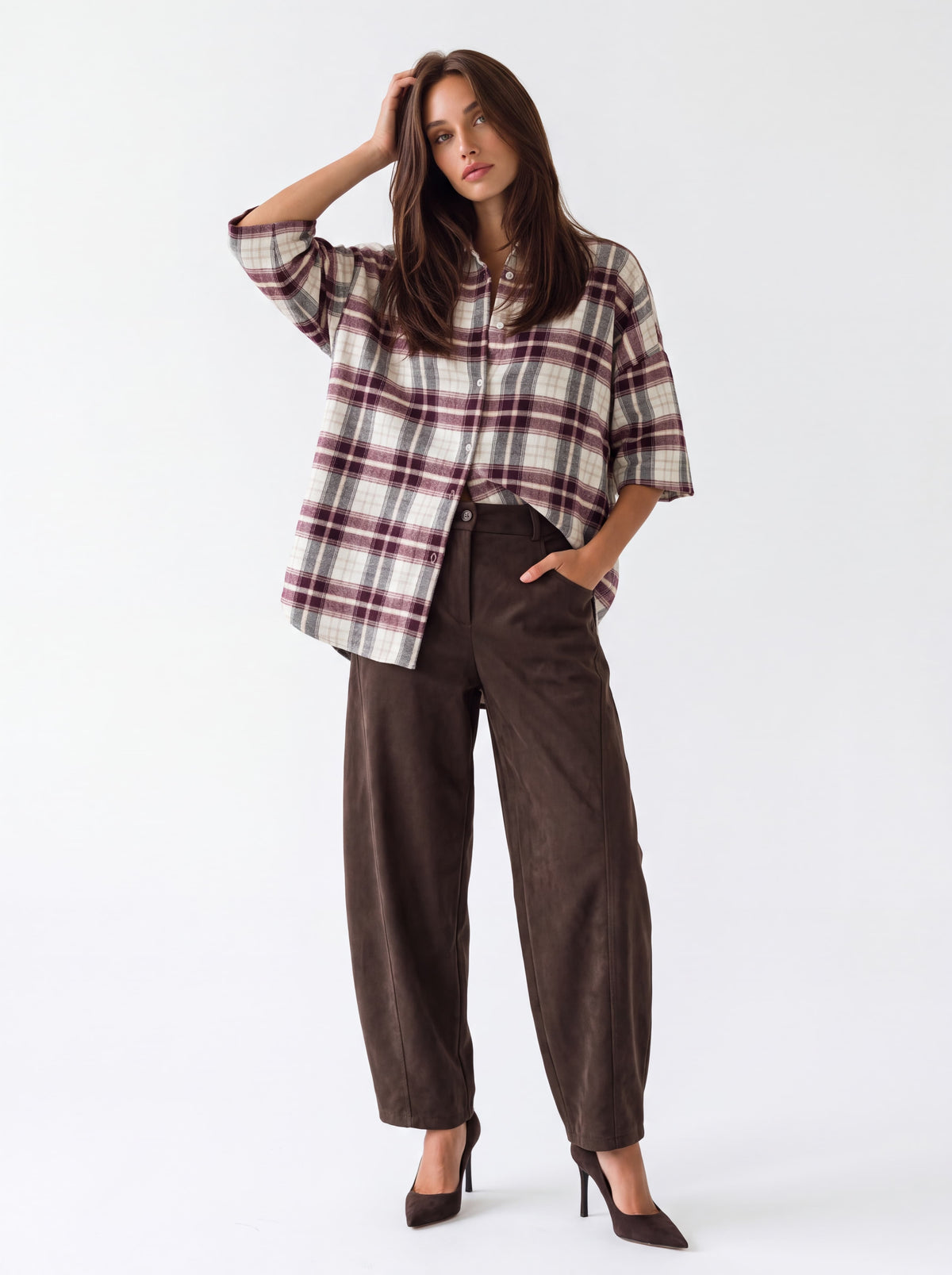Camicia Althéa – Panna / Bordeaux Camicia donna