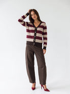 Cardigan Evelisse – Bordeaux/ Beige Cardigan donna