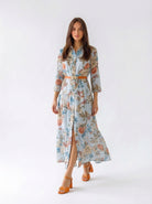 Abito Florelle chemisier in mussola - Azzurro donna