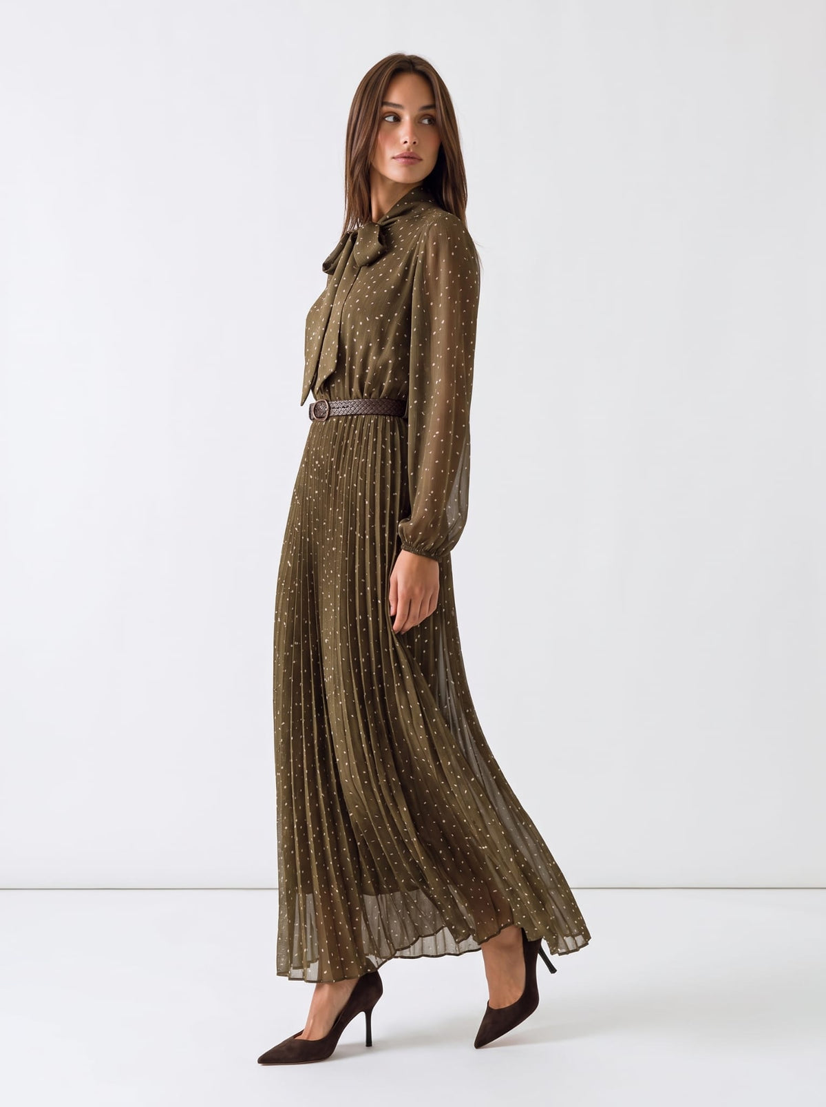 Abito Céliane – Verde Oliva a pois Abito donna
