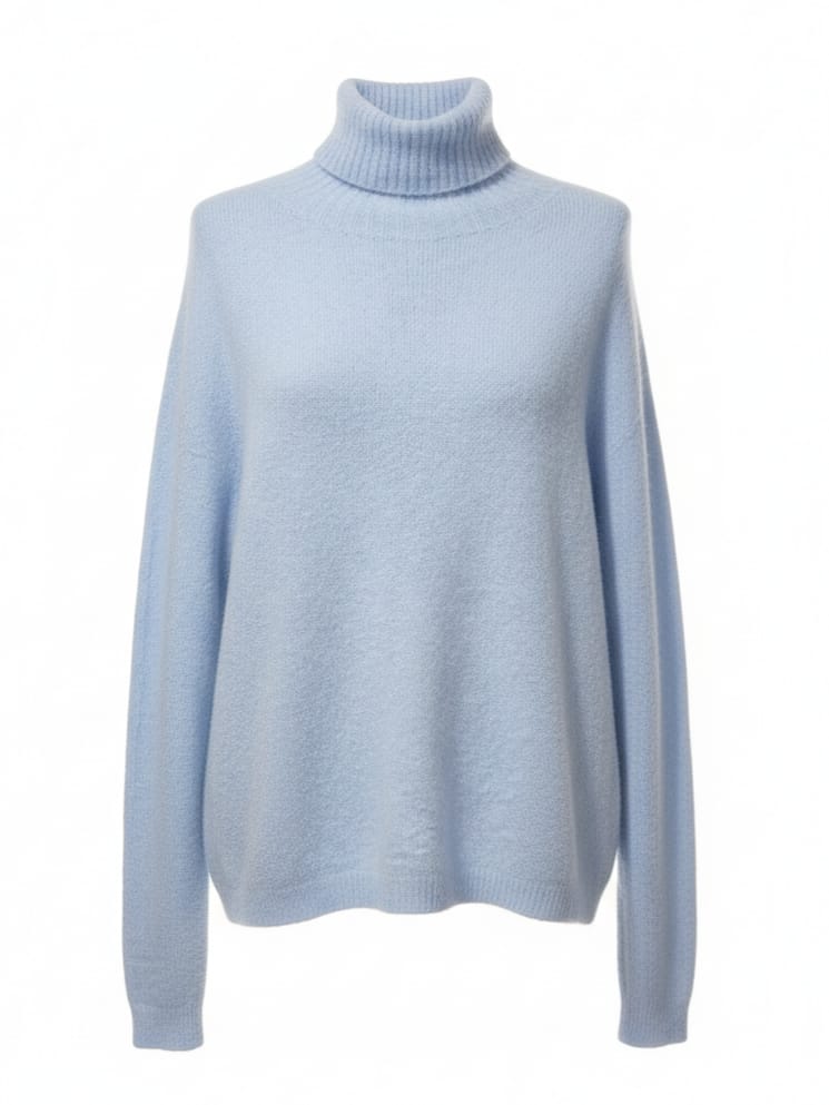 Anna – Pull alpaca dolcevita morbido Azzurro donna