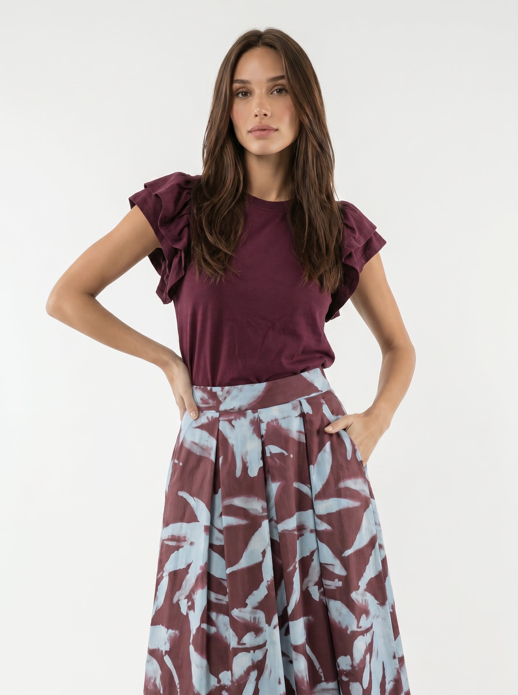 Gonna Fiora - Bordeaux azzurro donna