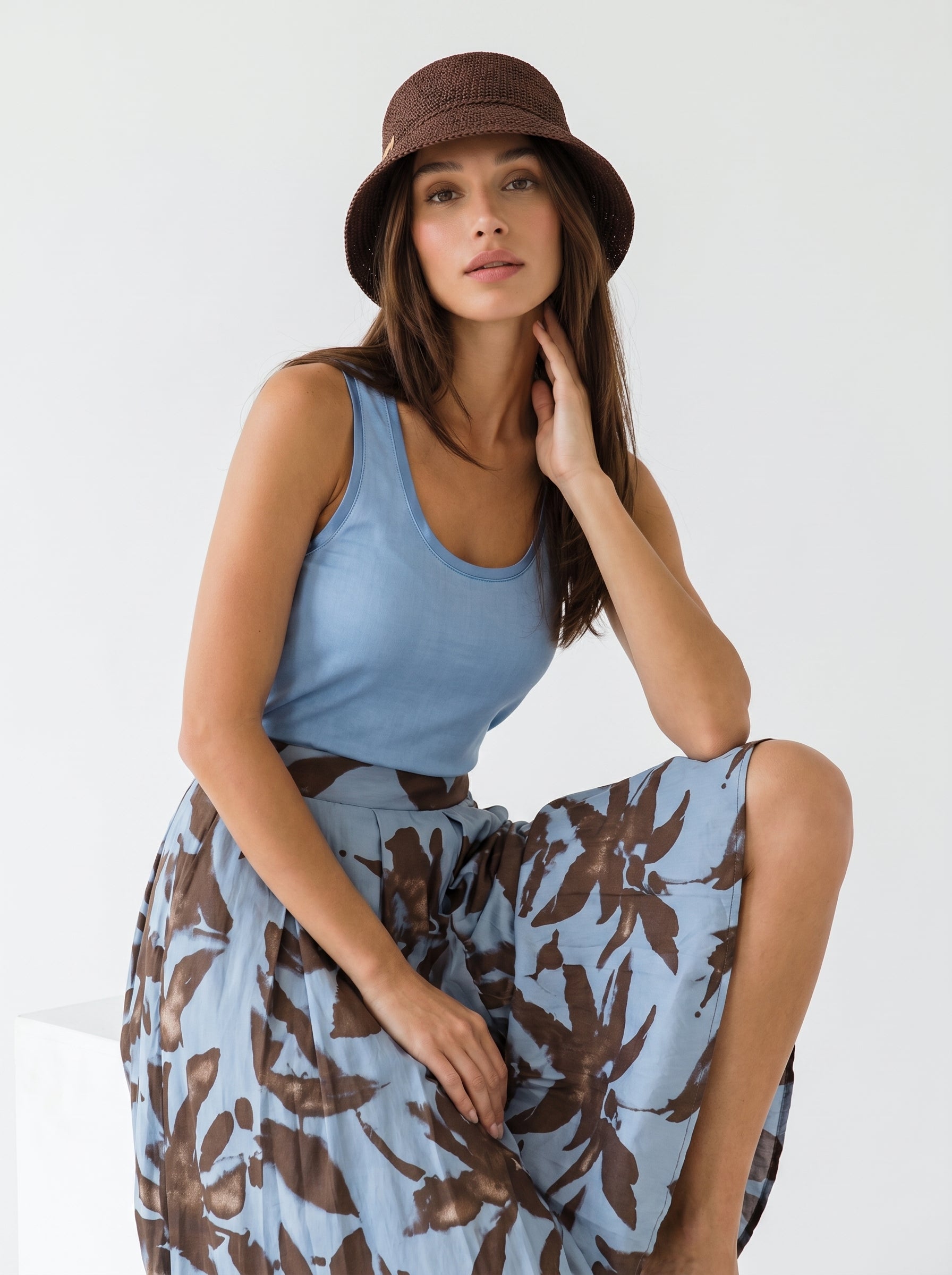 Gonna Fiora - Azzurro marrone donna