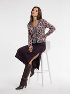 Cardigan Amaris - Animalier Prugna Cardigan donna
