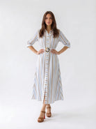 Chemisier Alina - righe azzurro- fango donna