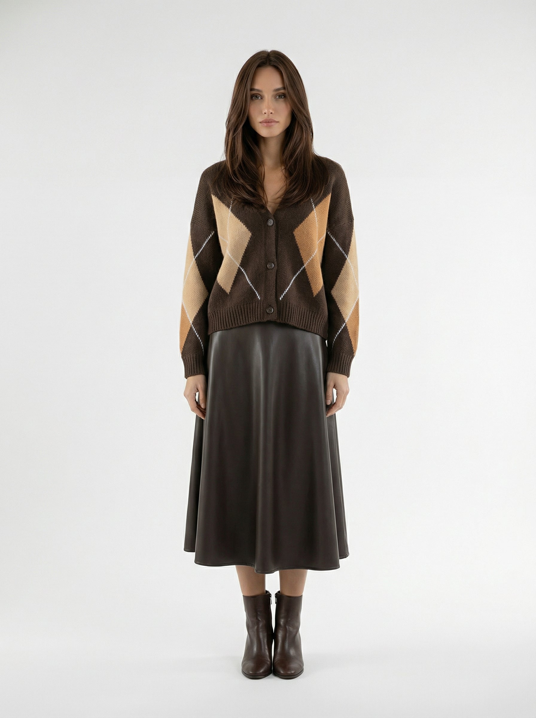 Cristal – Cardigan caldo in lana Marrone e ruggine donna