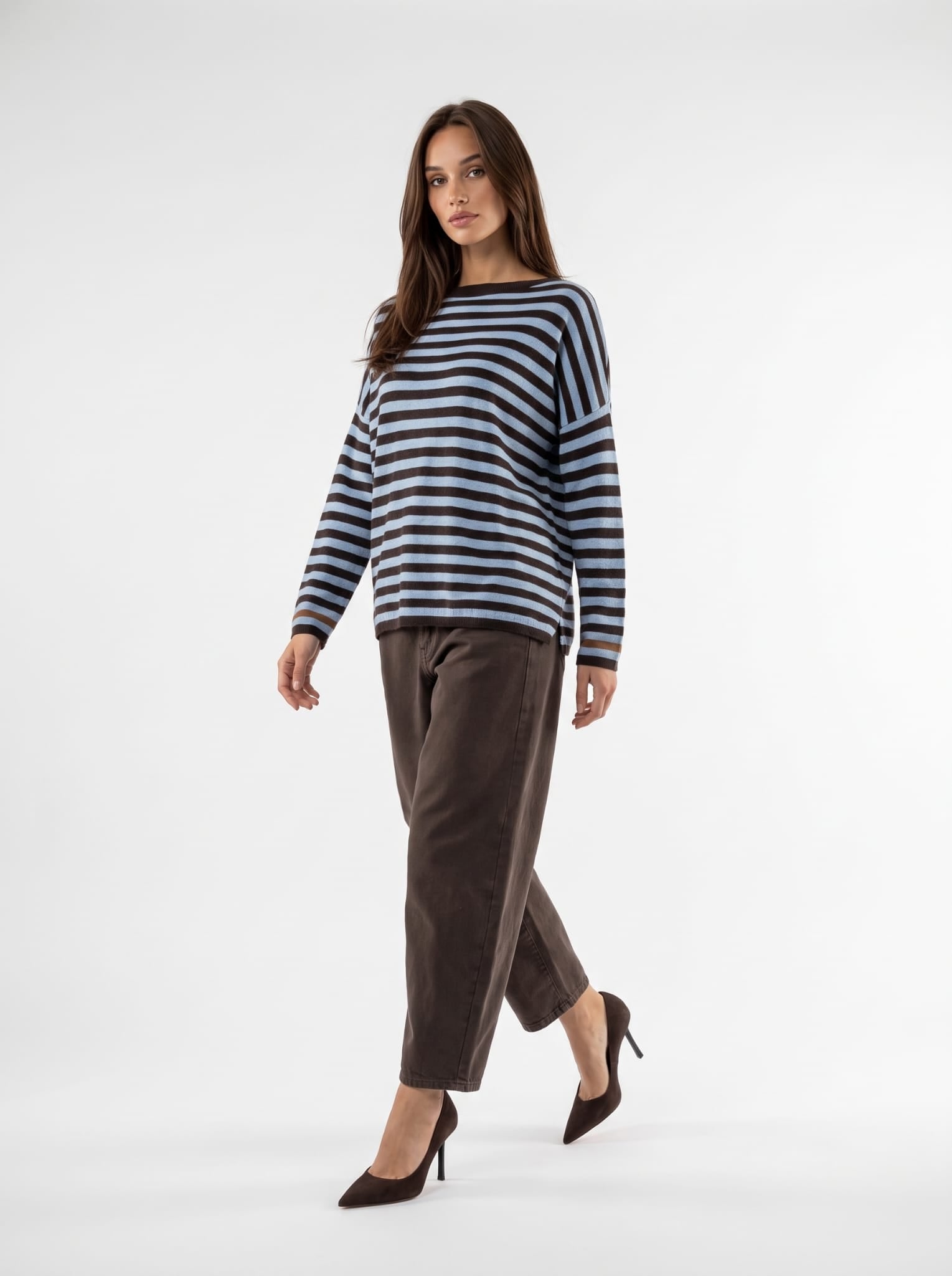 Maxi Pull Orlena – Marrone/Azzurro Maglia donna