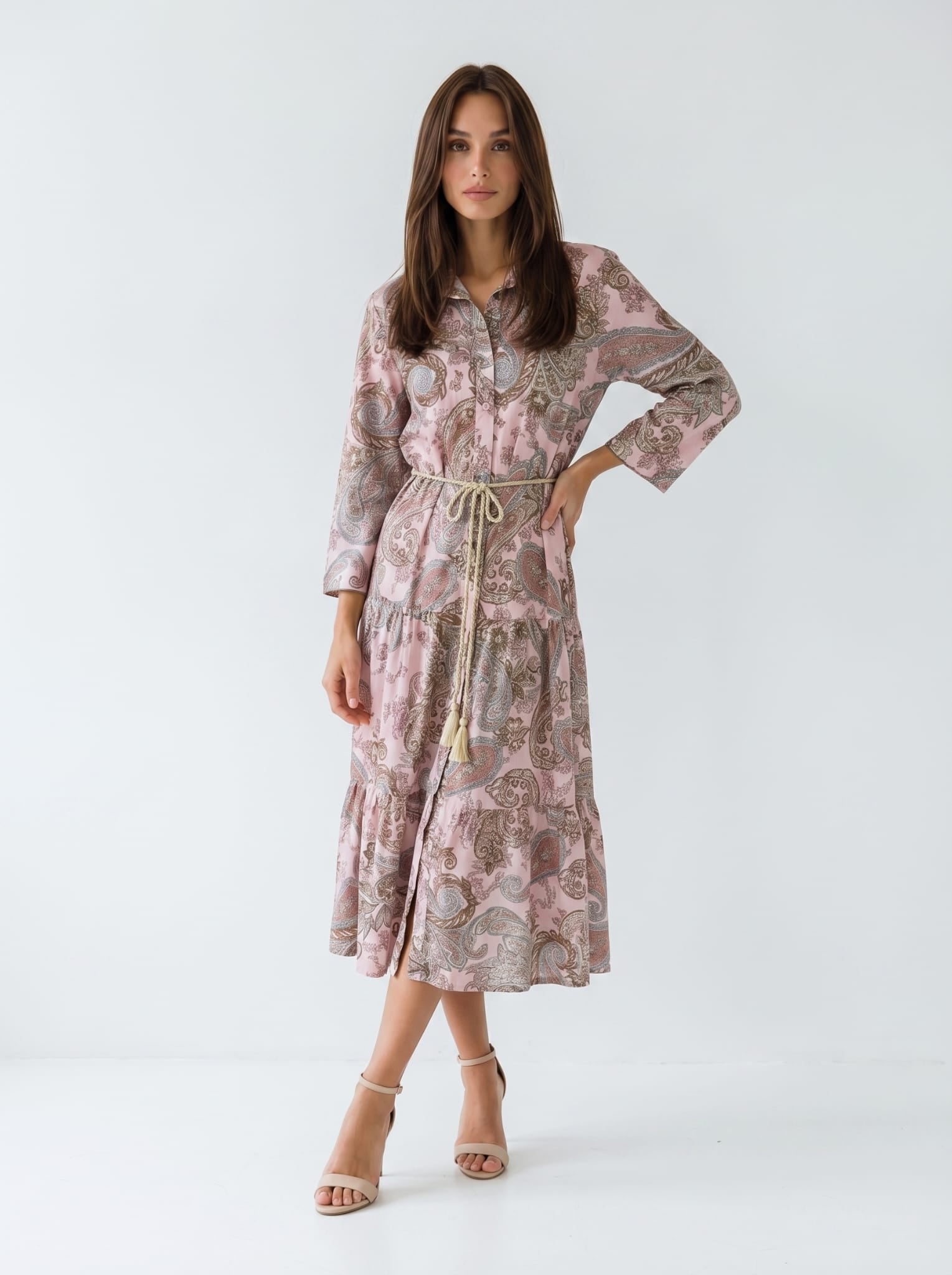 Abito Florelle chemisier fantasia cachemire- Rosa donna