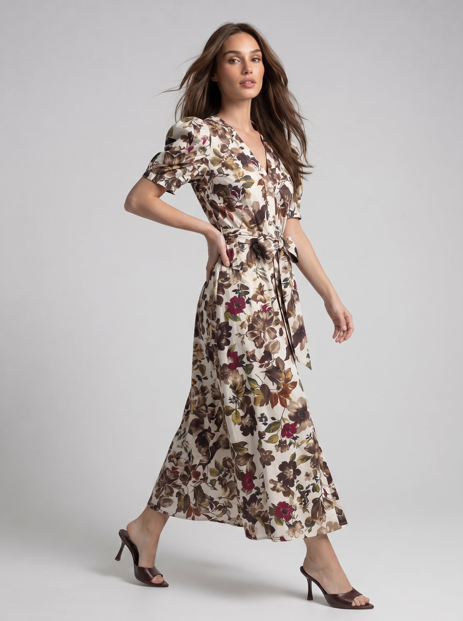 Abito Ofelia - Fiori Marrone donna