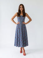 Abito Sakura - Blu con Ciliegine donna