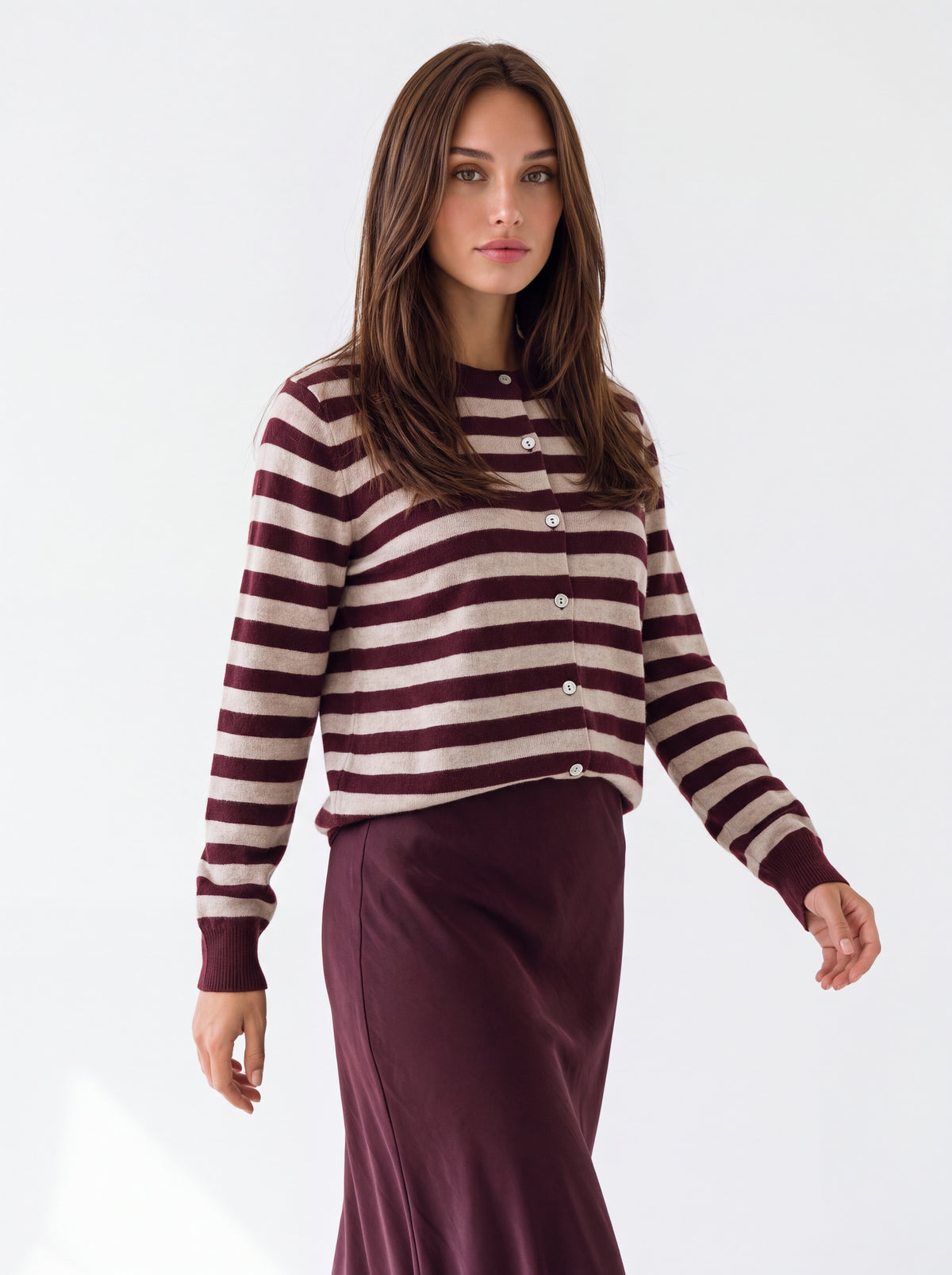 Cardigan Garance – Bordeaux / Beige Cardigan donna