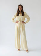 Blusa Elara con pinces e collo coreano – giallo burro donna