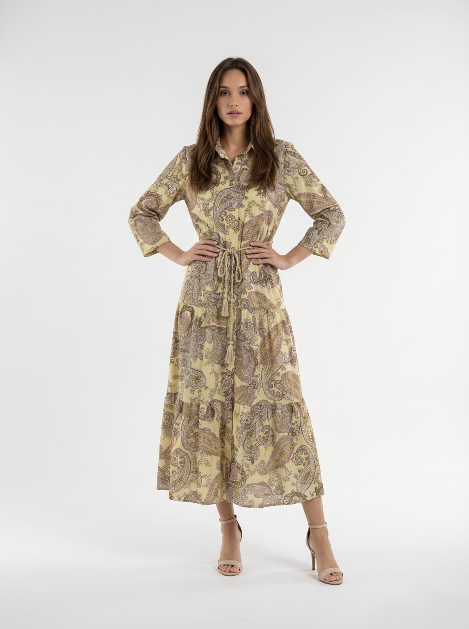 Abito Florelle chemisier fantasia cachemire- Giallo donna