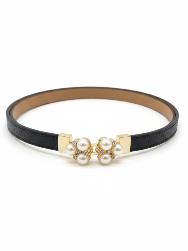 Cintura Perla in vera pelle con fibbia gioiello donna