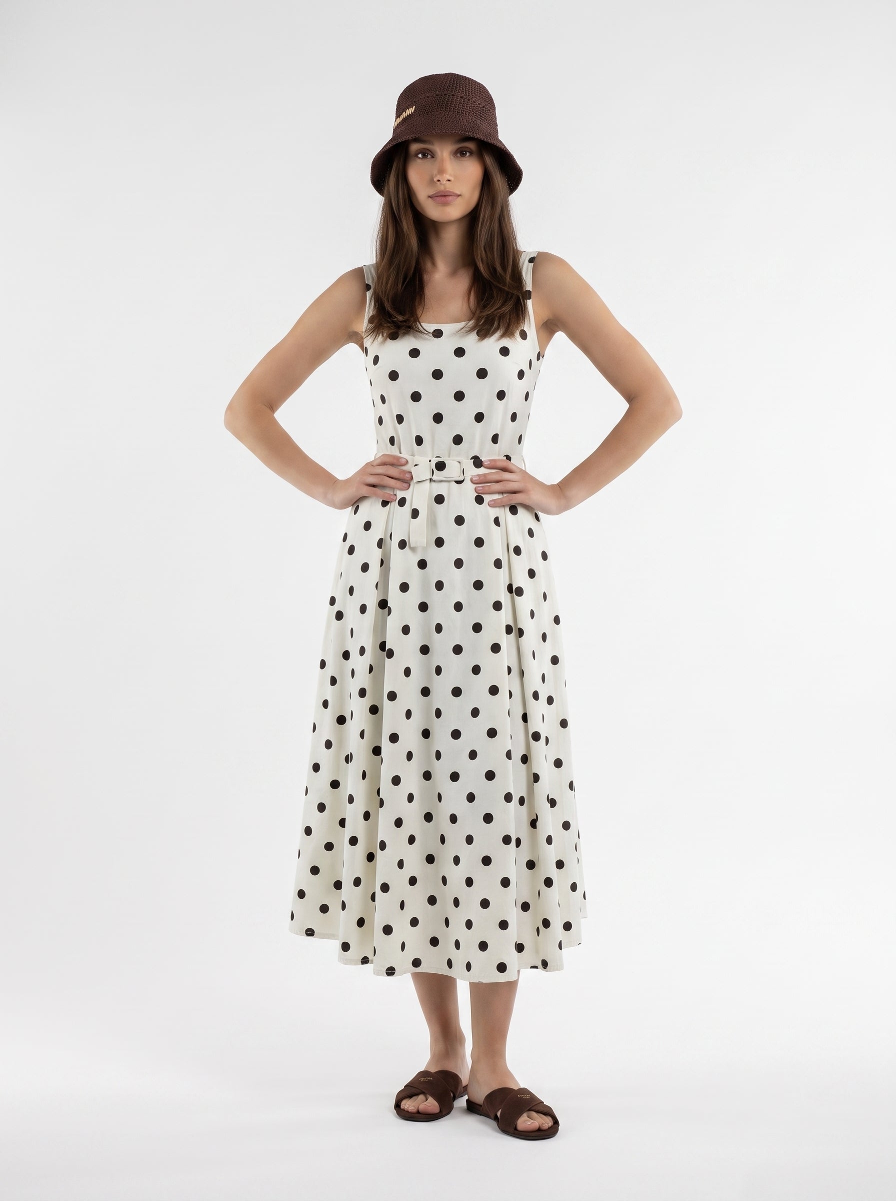 Abito Sakura - Burro pois marrone donna