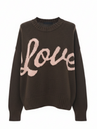 Love – Pull lana caldo con stampa Marrone donna