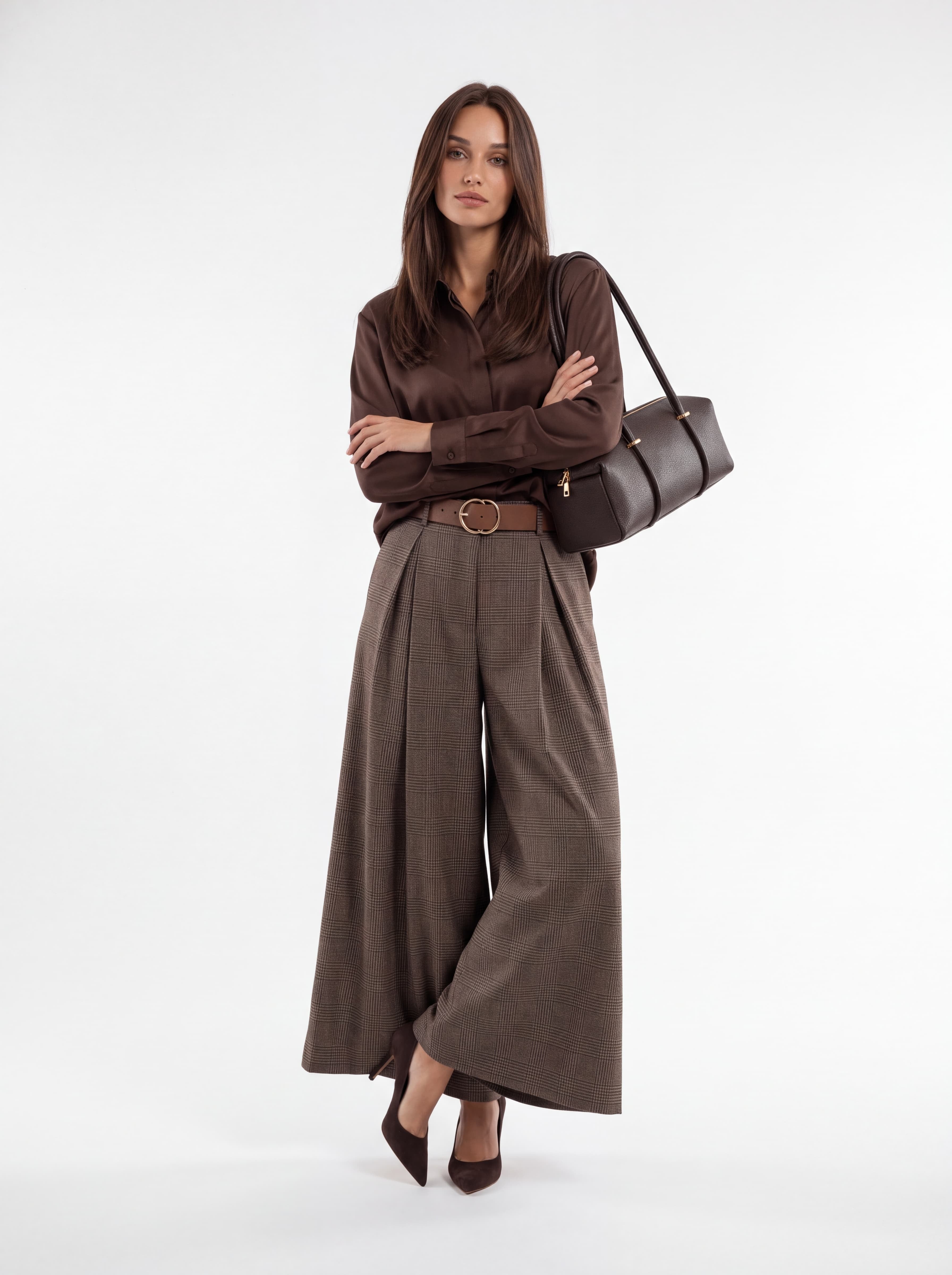 Pantagonna Isadora – Principe di Galles Marrone Pantalone donna