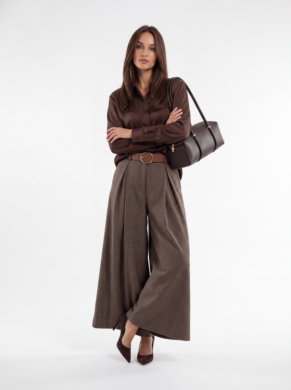 Pantagonna Isadora – Principe di Galles Marrone Pantalone donna