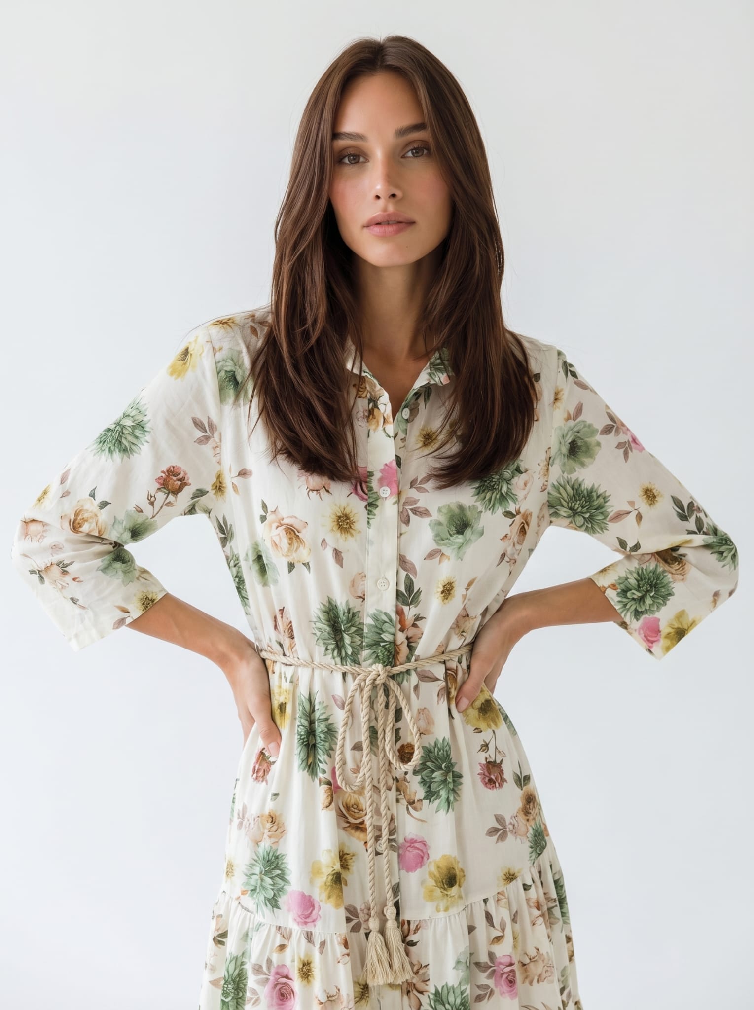 Abito Florelle chemisier fiori di campo - Verde donna