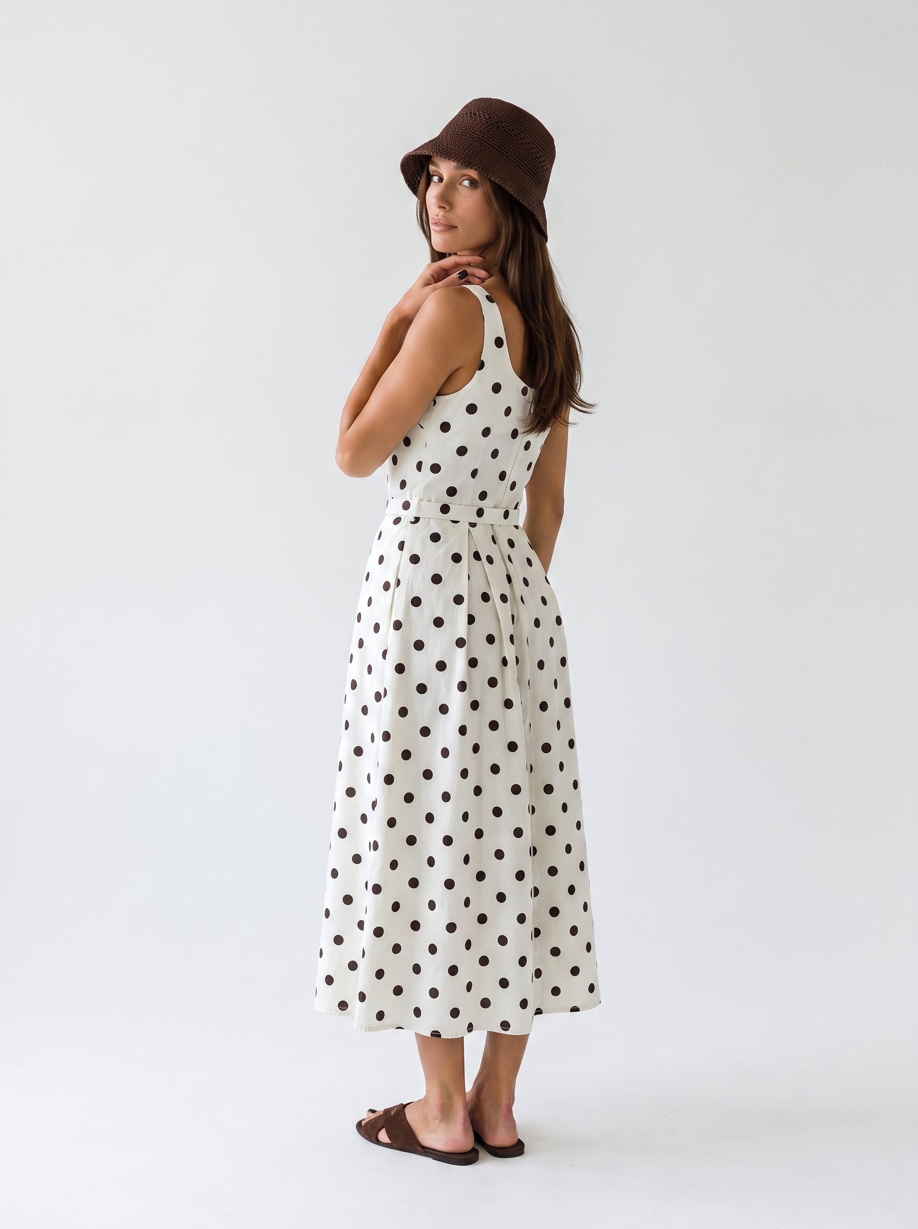 Abito Sakura - Burro pois marrone donna