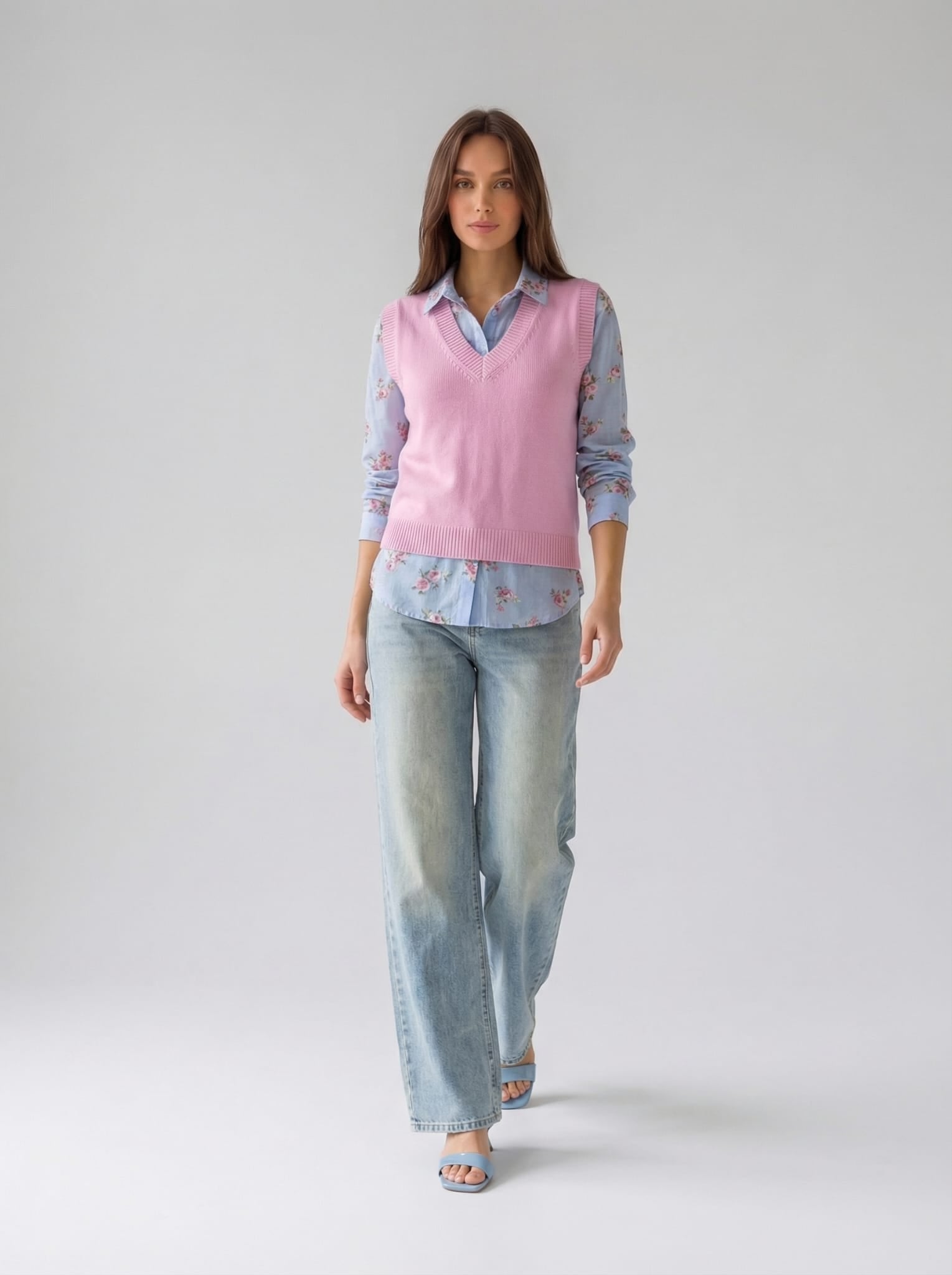 Gilet Olivia scollo a V – Rosa baby donna