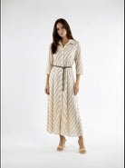 Abito Livia chemisier a righe con cintura - giallo burro donna