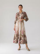 Abito Florelle chemisier in mussola - floral garden marrone donna