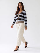 Cardigan Evelisse – Azzurro Polvere / Marrone Cardigan donna
