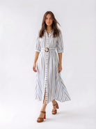 Chemisier Alina - righe azzurro- fango donna