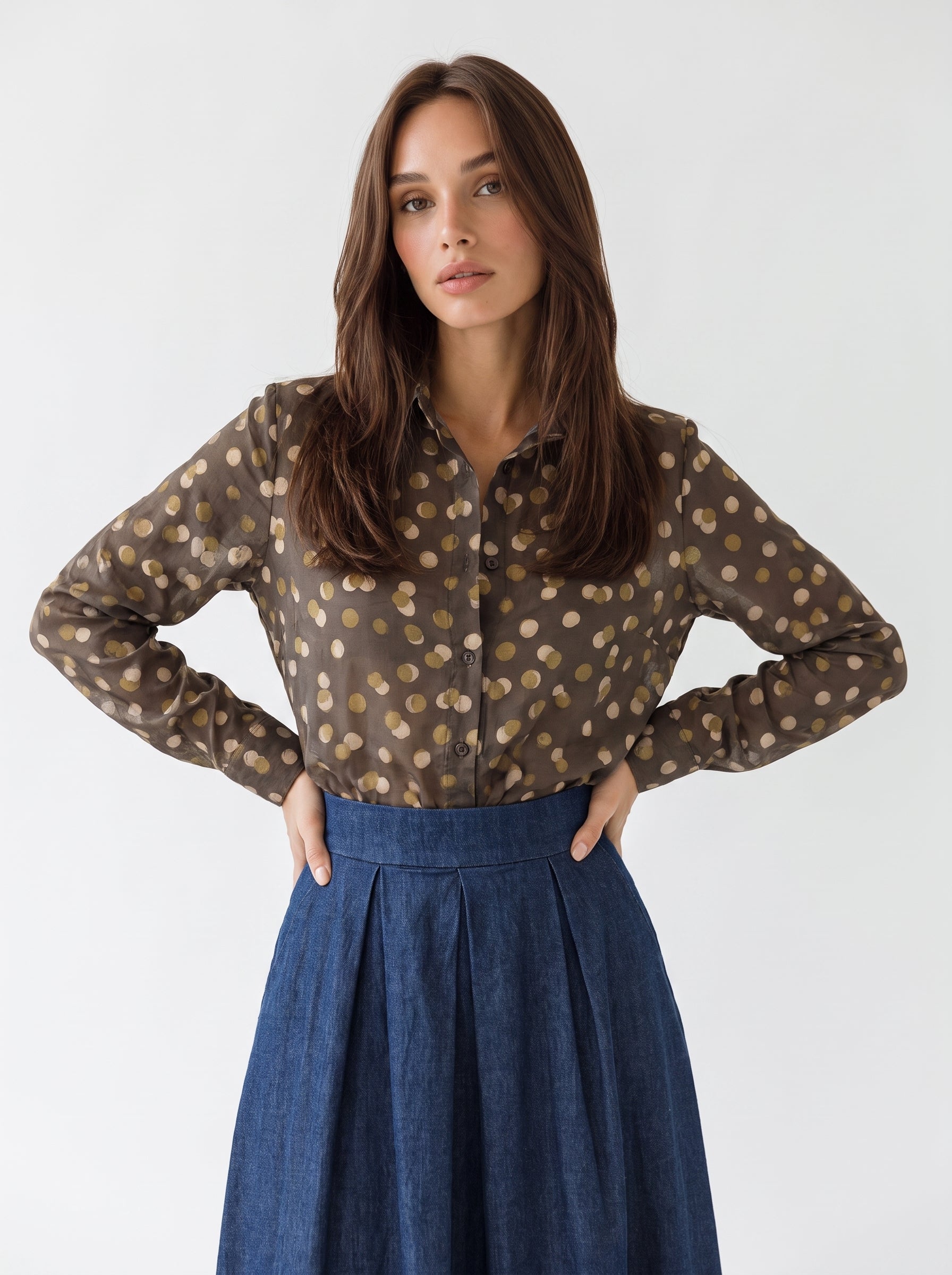 Camicia Yara - Pois Verde olio Camicia donna