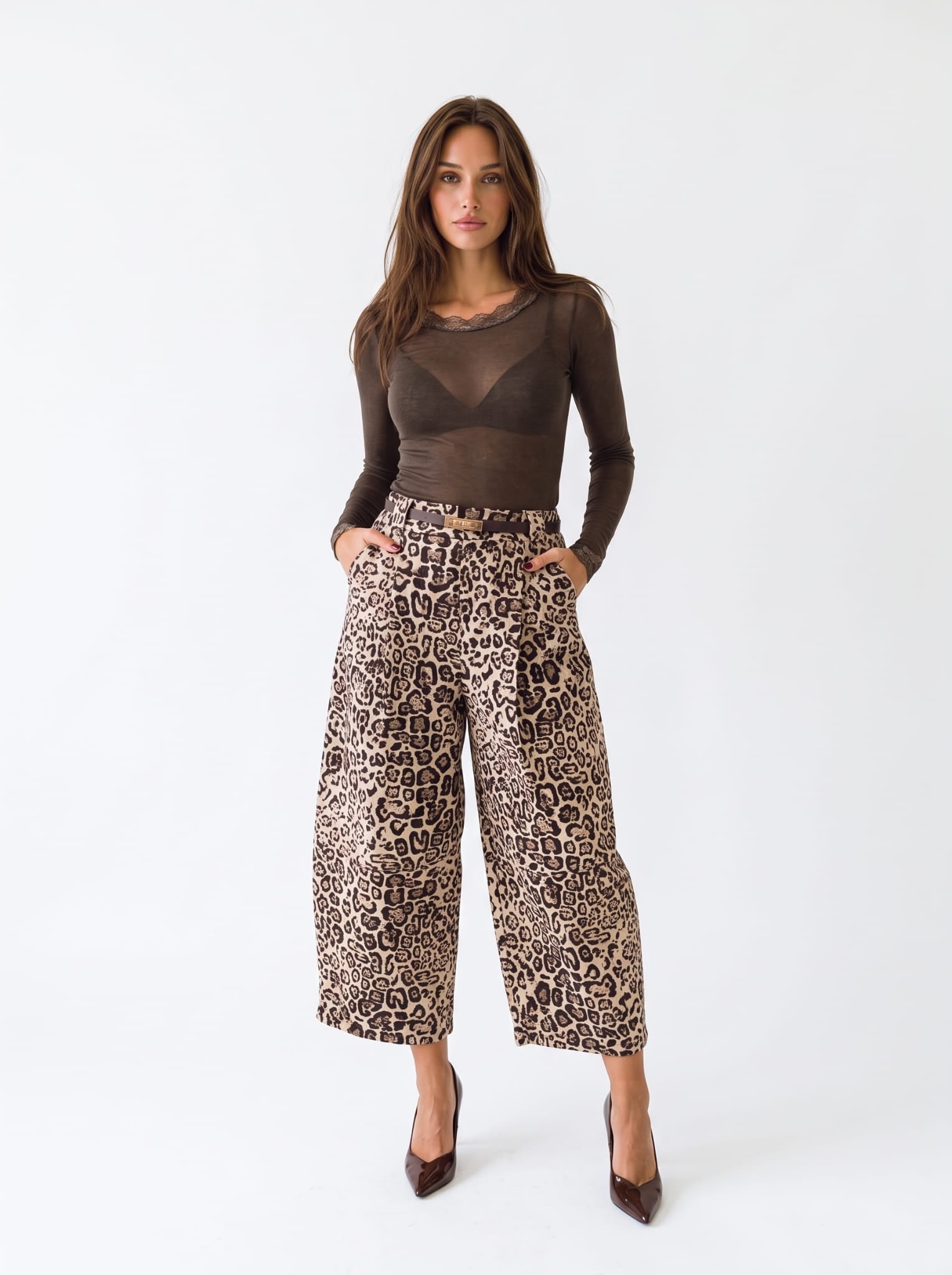 Pantalone Apolline – Animalier Beige Pantalone donna