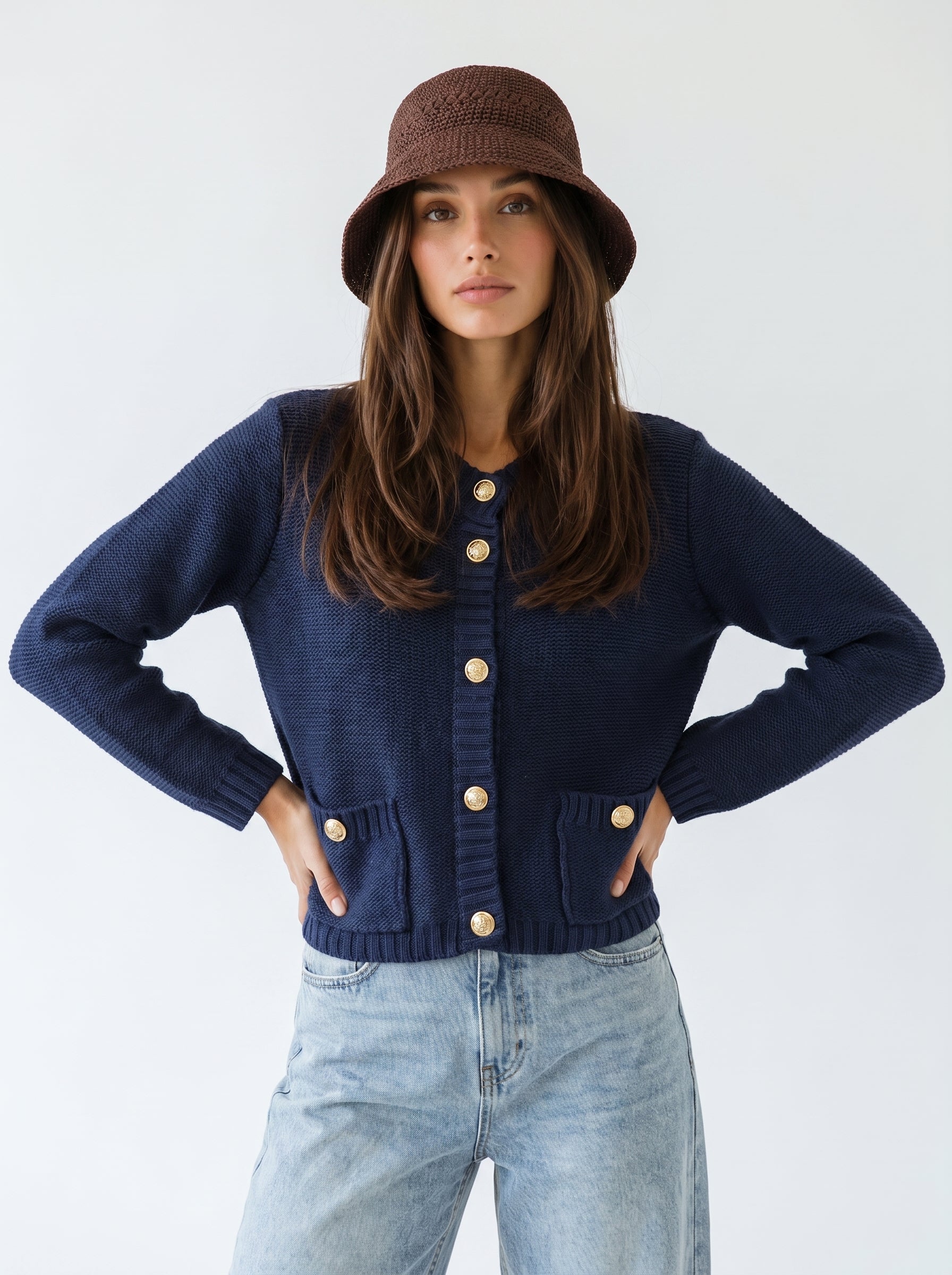Cardigan Mirea con bottoni gioiello - Blu donna
