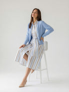 Chemisier Alina - righe azzurro- fango donna