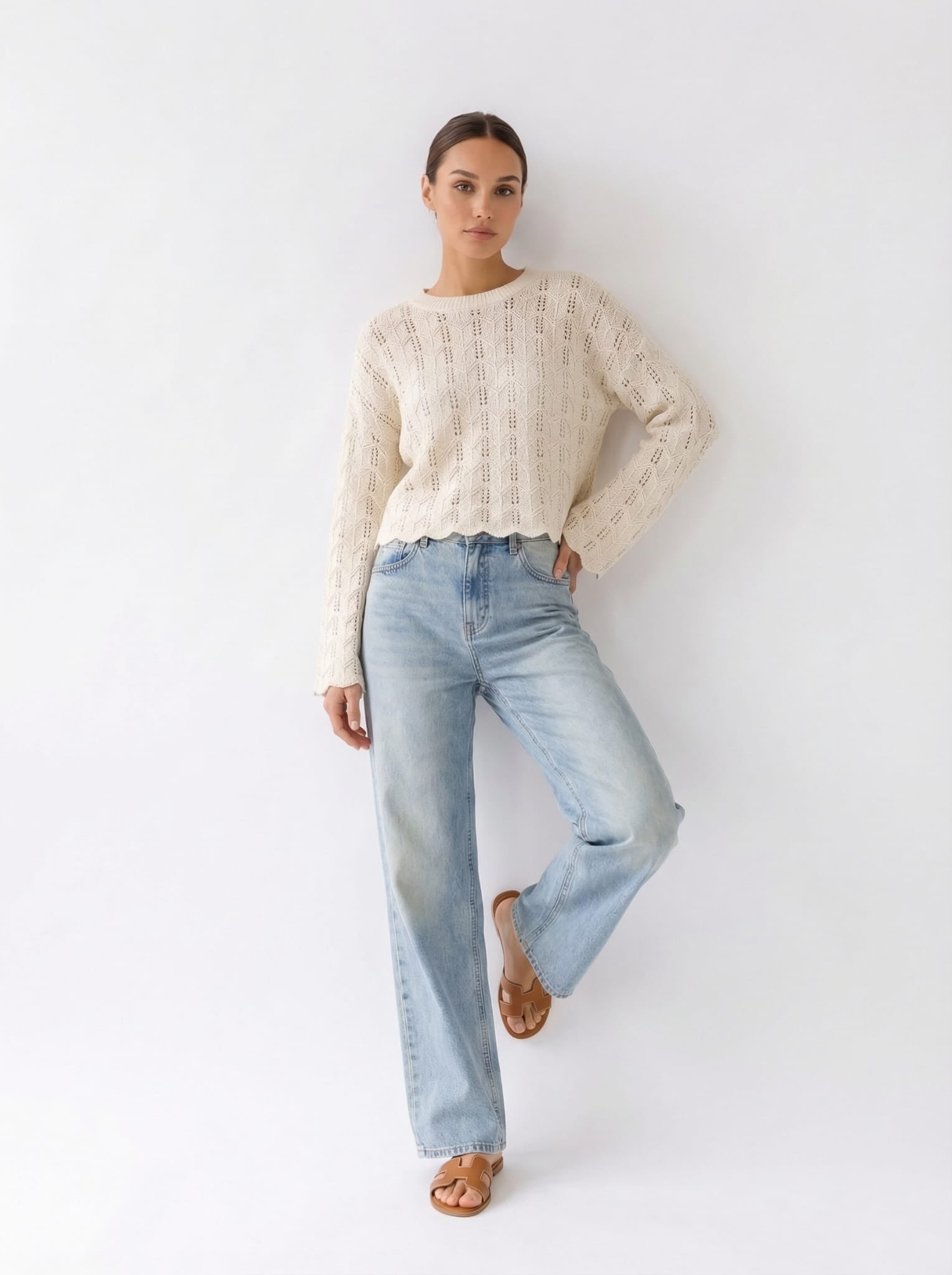 Pull Edera traforato - Burro donna