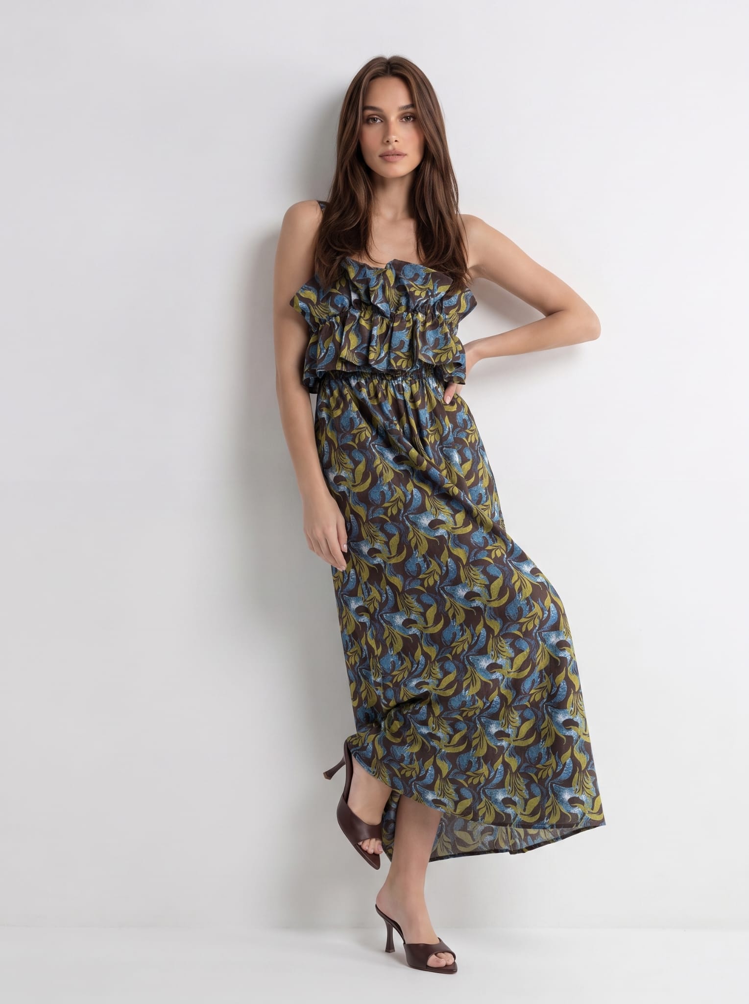 Abito Clotilde - Marrone a fantasia donna