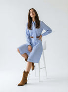 Abito chemisier Beatrice - Azzurro riga stretta donna