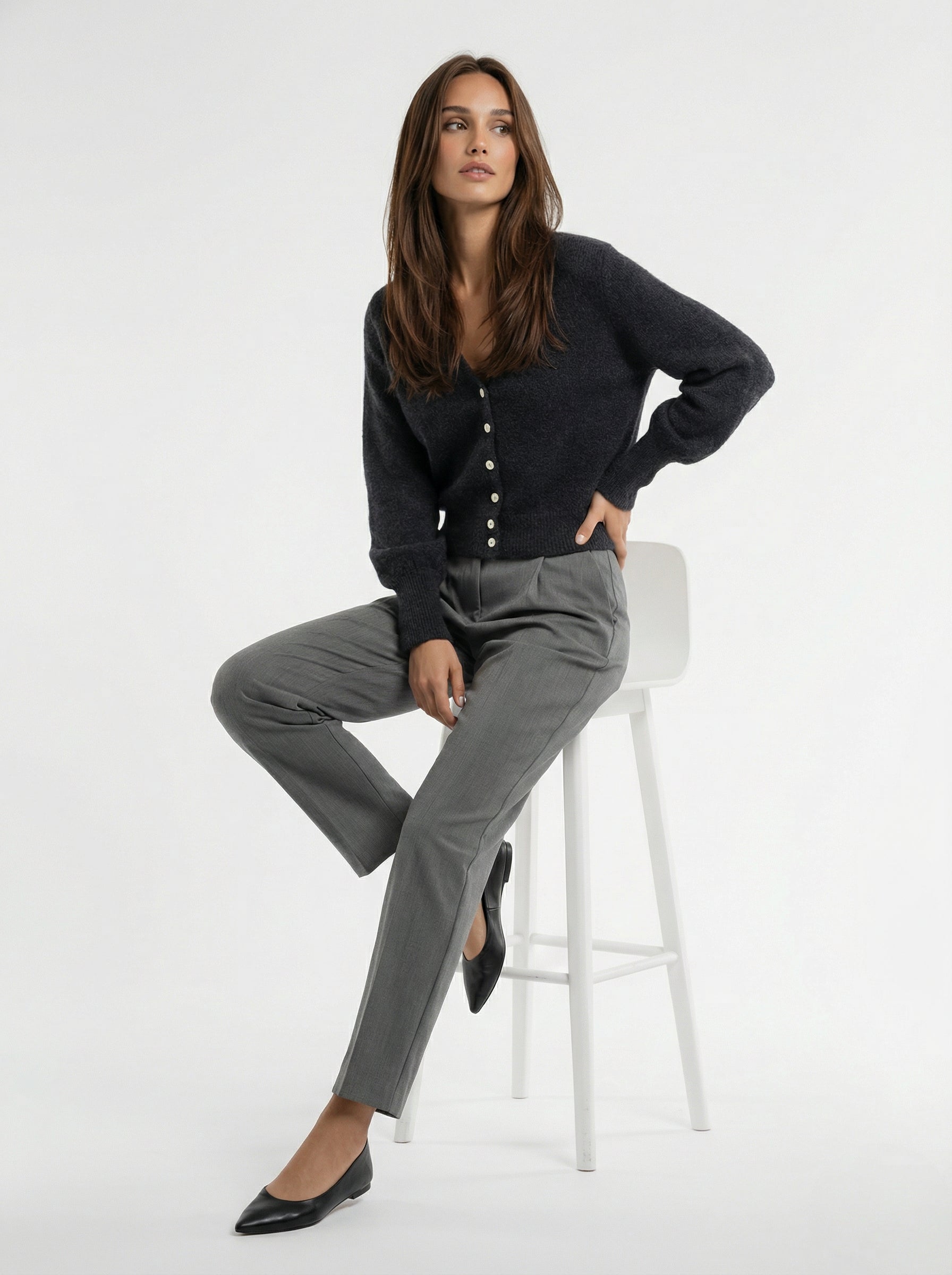 Stella – Cardigan in alpaca morbido Nero donna