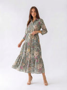 Abito Florelle chemisier in mussola - Verde militare donna