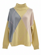 Mila – Pull caldo in lana con rombi Gialll donna