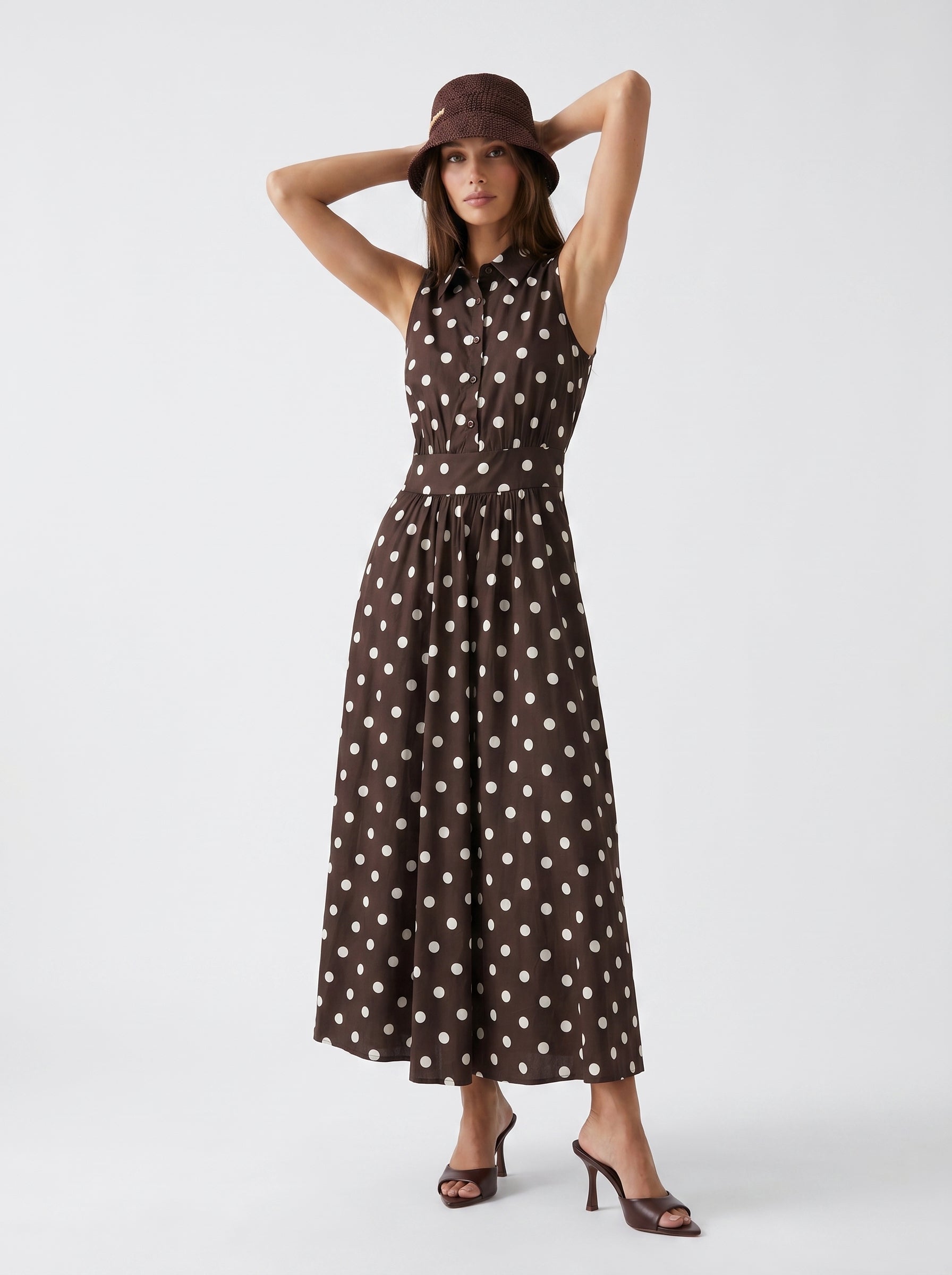 Abito Fiordaliso - Marrone a pois donna