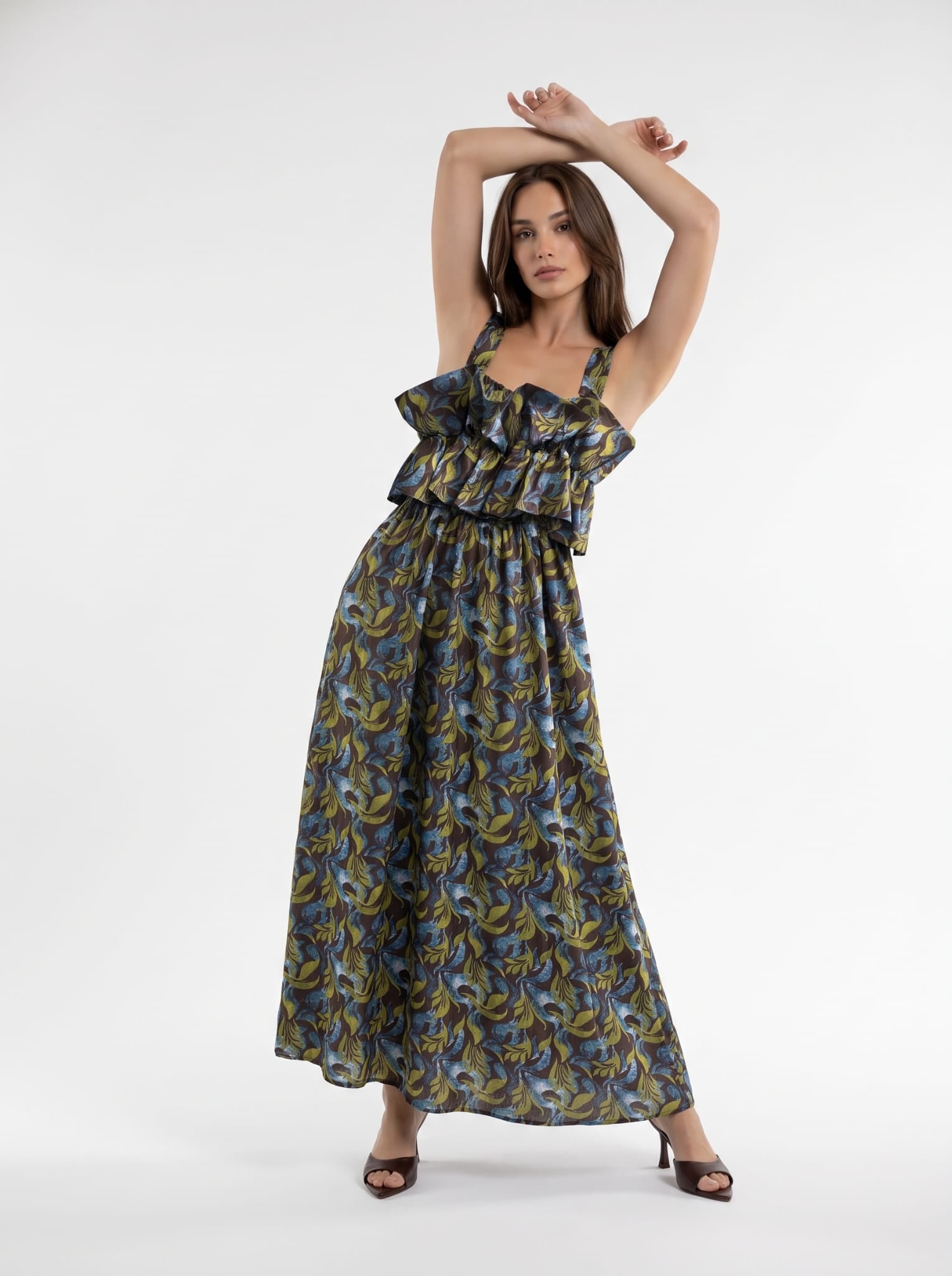 Abito Clotilde - Marrone a fantasia donna