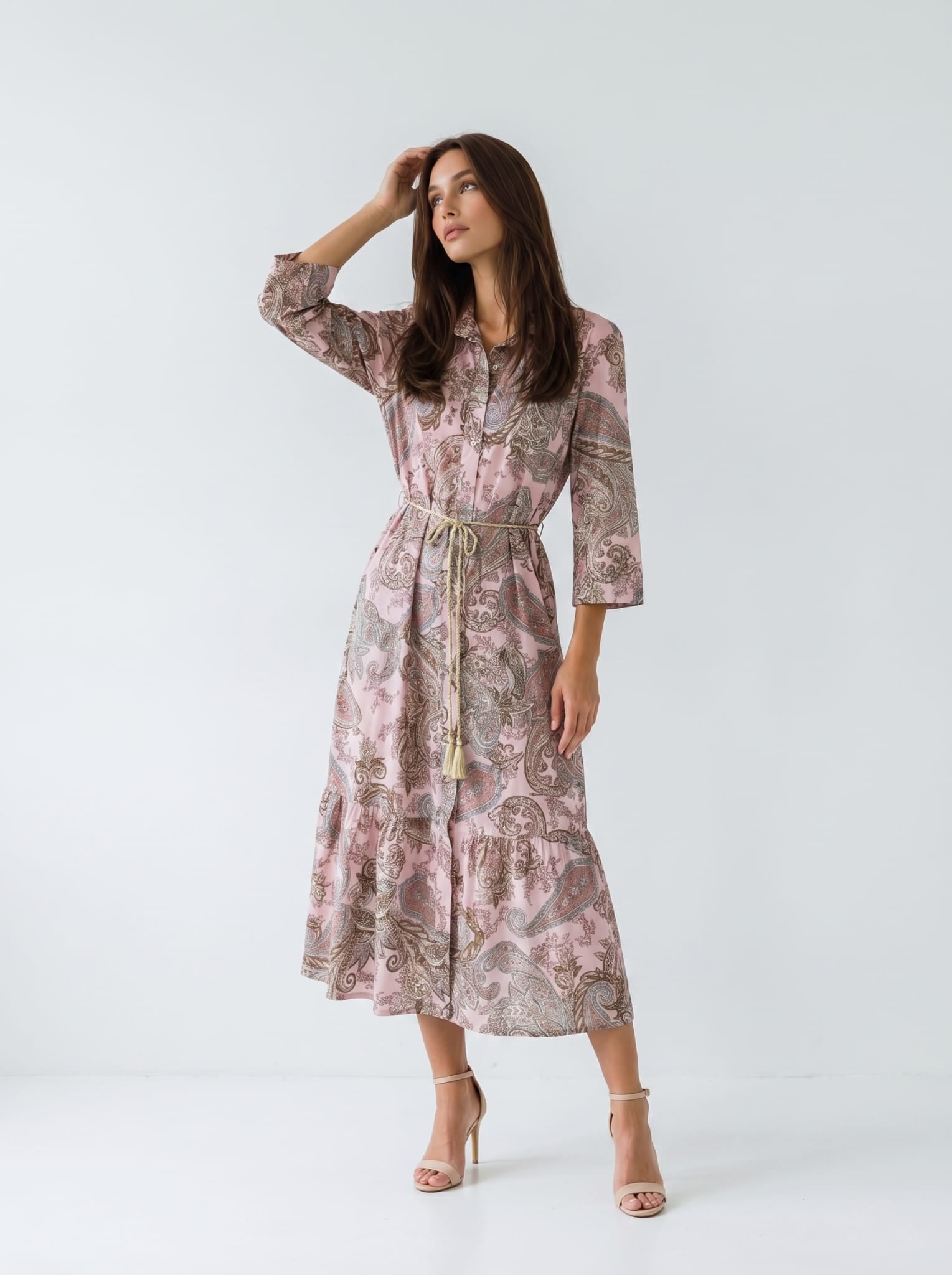 Abito Florelle chemisier fantasia cachemire- Rosa donna