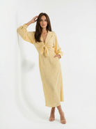 Coordinato Liria abito lungo e camicia kimono pois - giallo donna