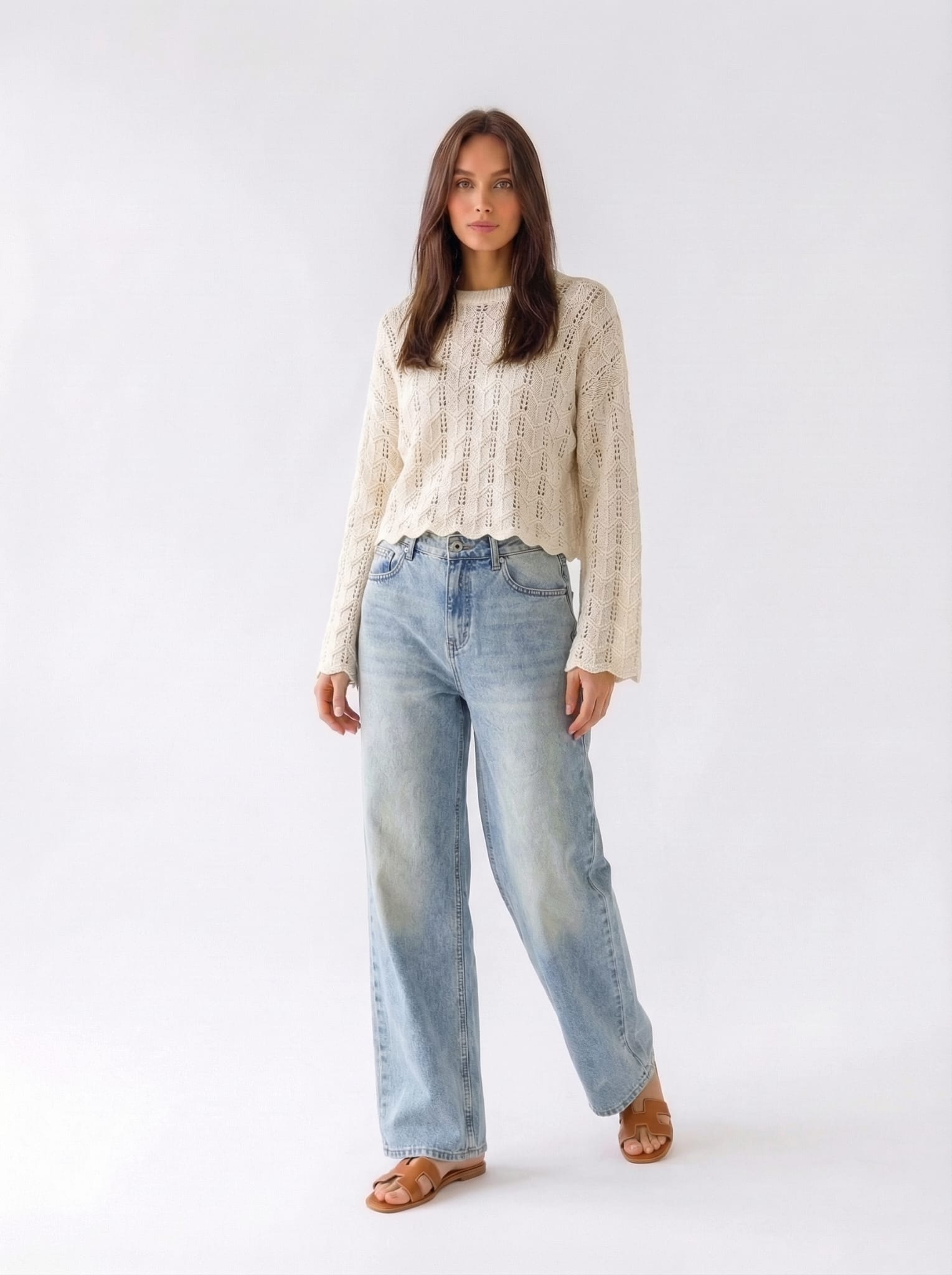 Pull Edera traforato - Burro donna