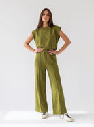 Pantalone Kaia - Verde olio Coordinato donna