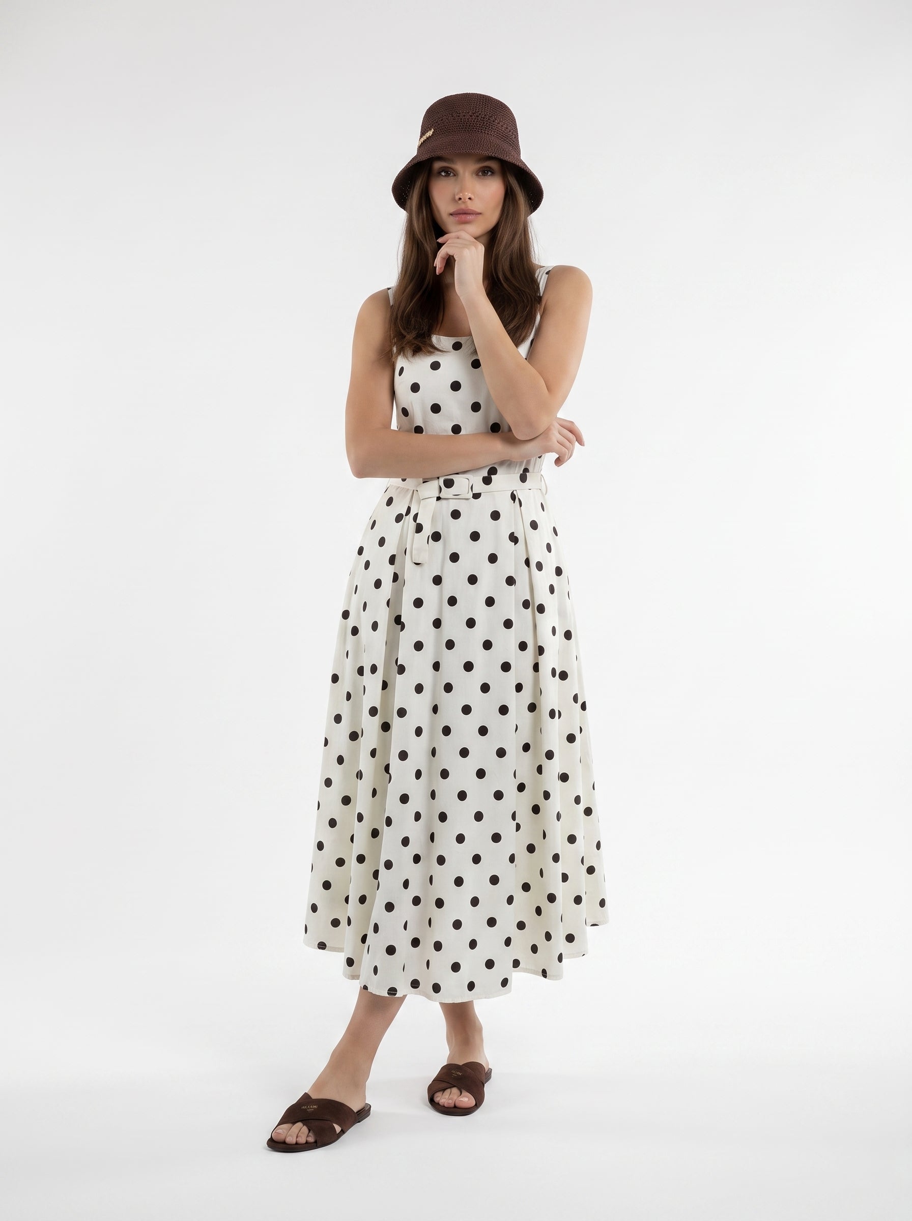 Abito Sakura - Burro pois marrone donna