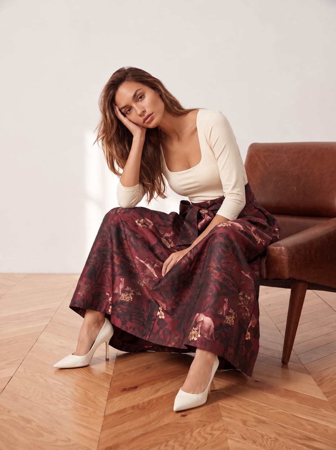 Gonna Solmira – Bordeaux Multicolor Gonna donna